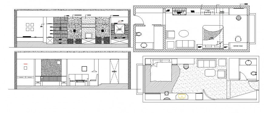 One family house both sided section and floor plan cad drawing details dwg file