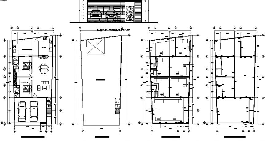 One family house bungalow plan drawing in dwg file.
