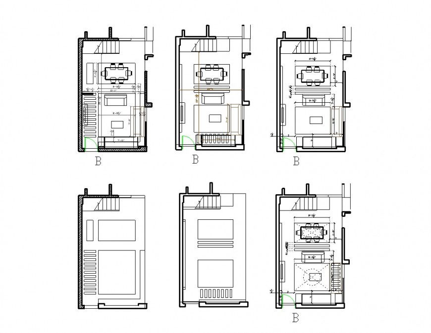 One family house cut plan with furniture layout cad drawing details dwg file