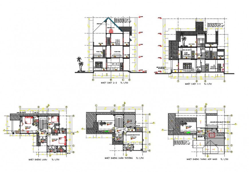 One family house detail plan and elevation layout file