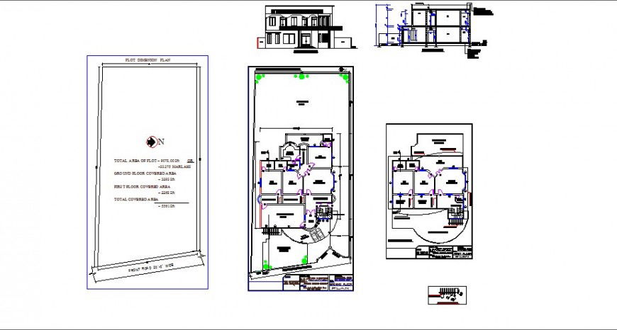 One Family House Elevation & Floor Plan CAD Drawing