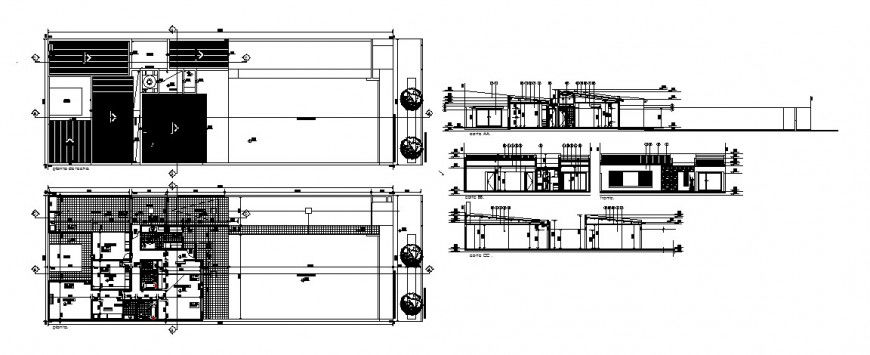 One family house elevation, section, plan, framing plan and structure cad drawing details dwg file