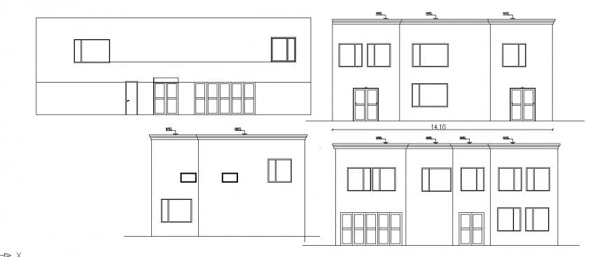 One family house elevation and section cad drawing details dwg file