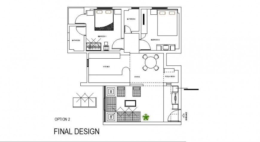One family house final architecture layout plan cad drawing details dwg file