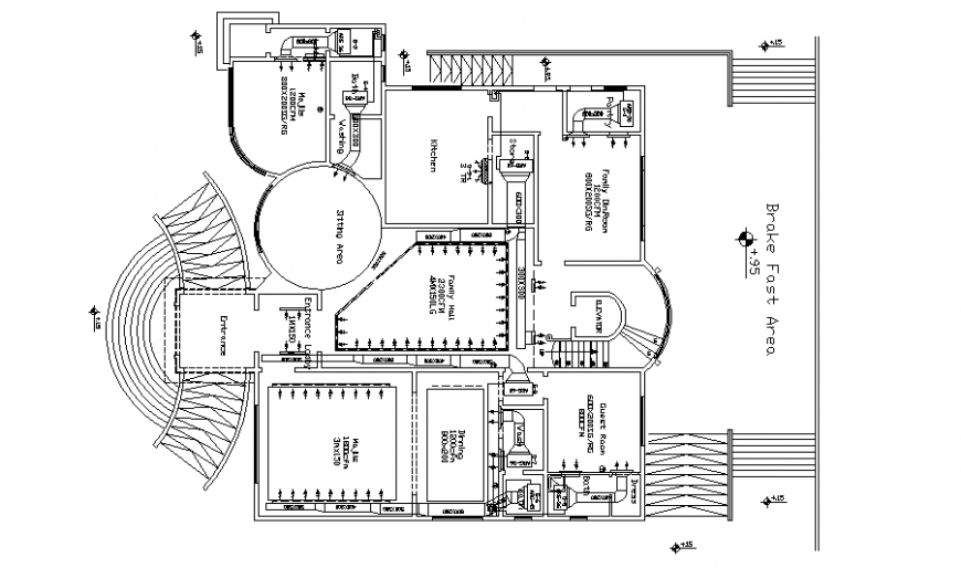One family house first floor plan cad drawing details dwg file
