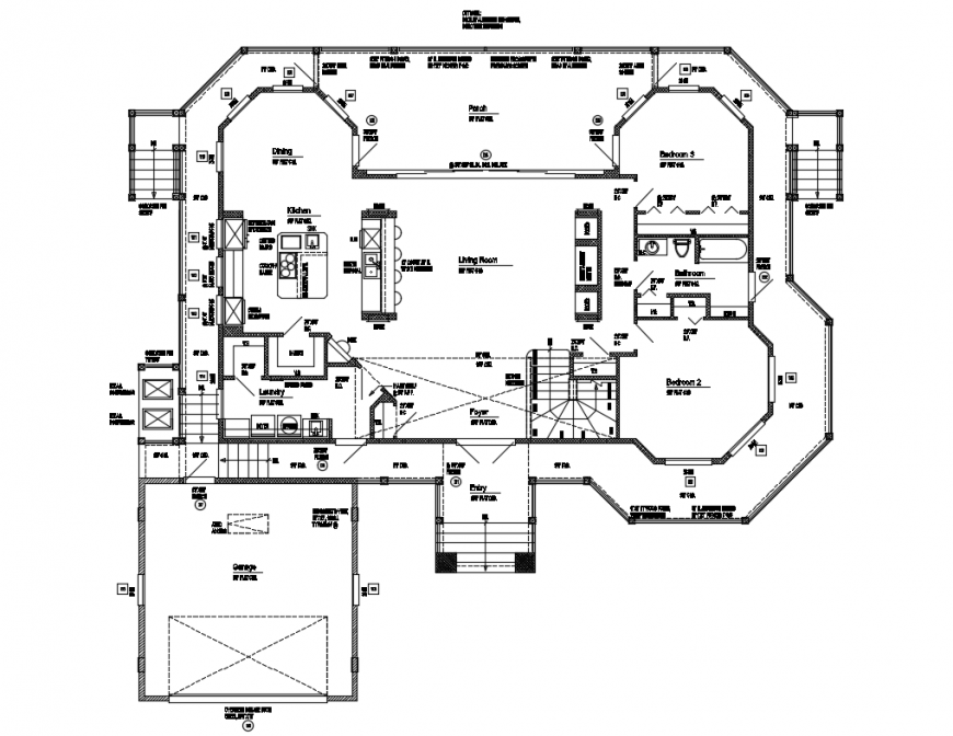 One family house first floor plan layout details dwg file