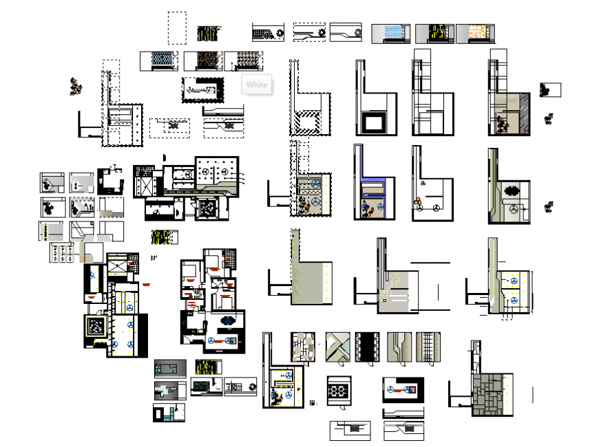 One family house floor plan details, interior details and furniture ...