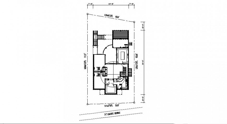 One family house framing plan details with site plan dwg file