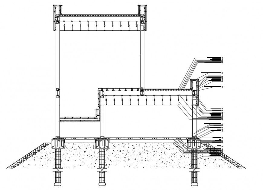 One family house front section-constructive details dwg file