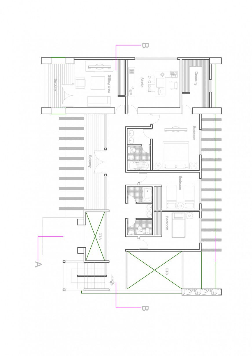 One family house ground floor plan layout cad drawing details dwg file