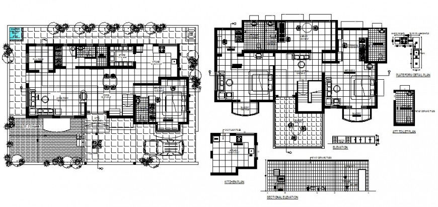 One family house layout plan and auto-cad details dwg file