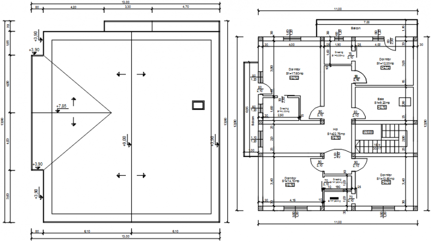 One family house layout plan and cover plan auto-cad drawing details dwg file