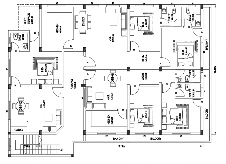 One family house layout plan cad drawing details dwg file