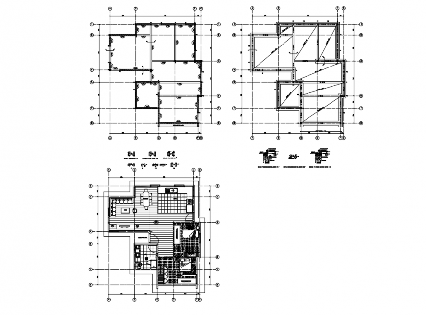 One family house layout plan details with framing plan dwg file