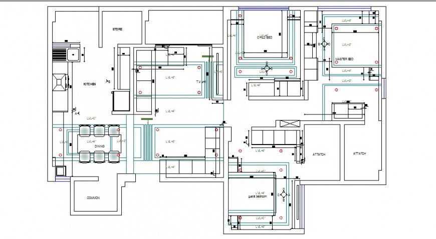 One family house layout plan details with furniture details dwg file