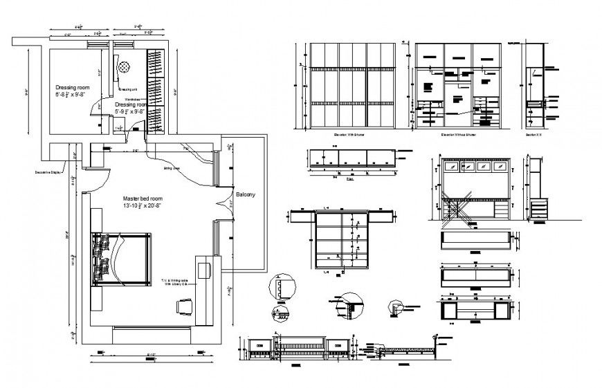 One family house layout plan with furniture details dwg file