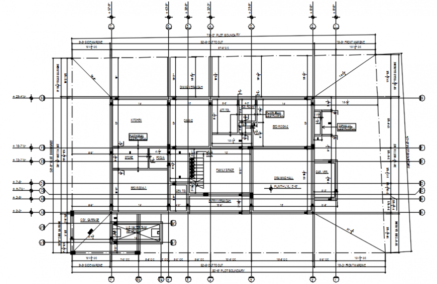 One family house layout plan with structure cad drawing details dwg file