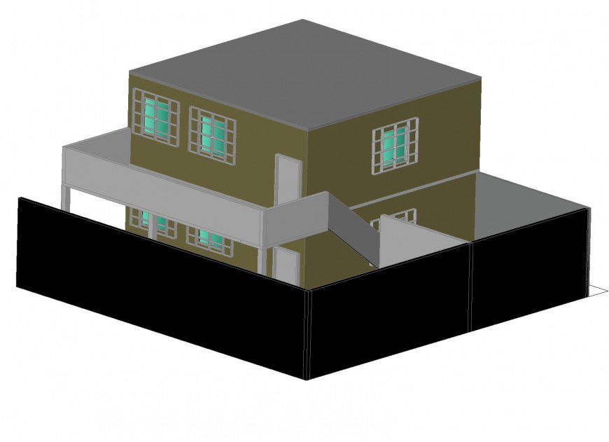 One family house modern 2 storey façade 3 D detail