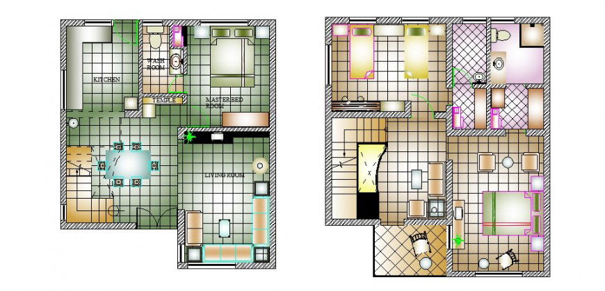 One family house proposed ground and first floor plan cad drawing details dwg file