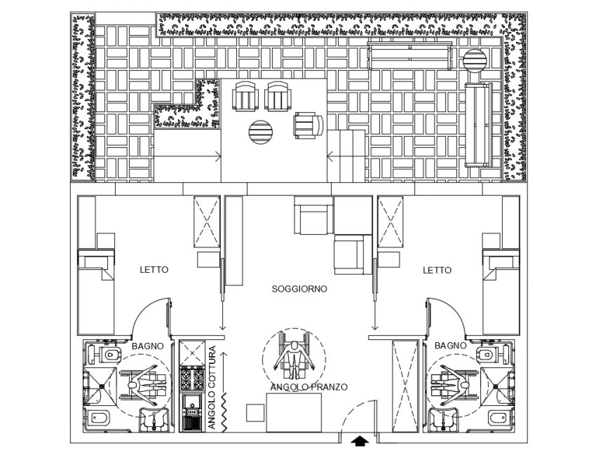 One family house residential type module cad drawing details dwg file