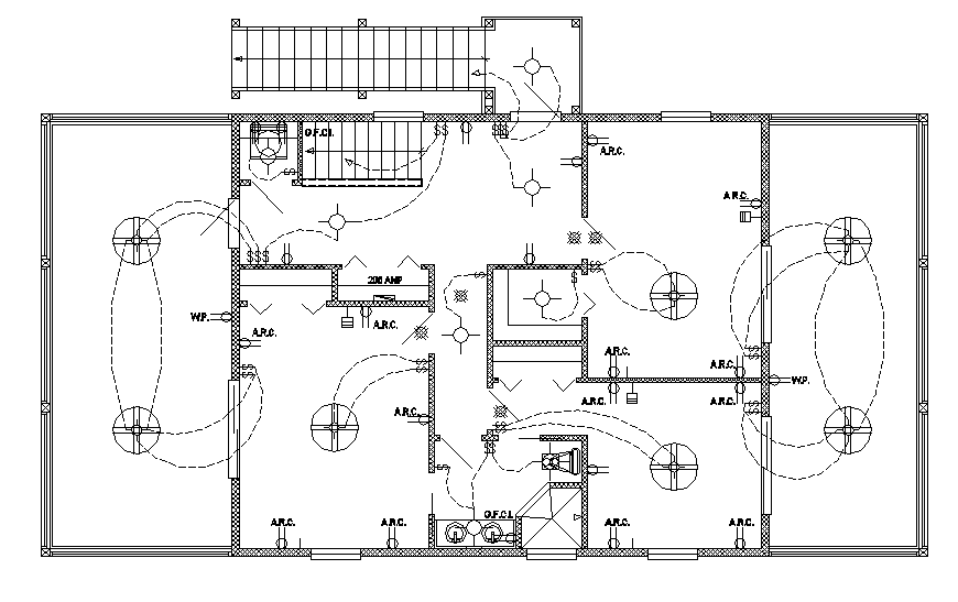 One family house second floor electrical layout plan details dwg file