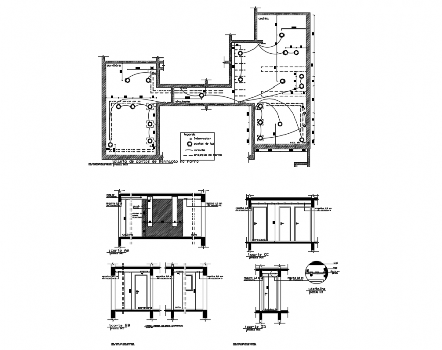 One family house sectional lining cad drawing details dwg file