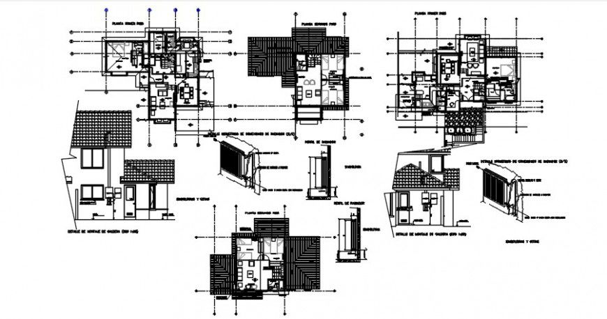 One family house sections, floor plan and structure drawing details dwg file