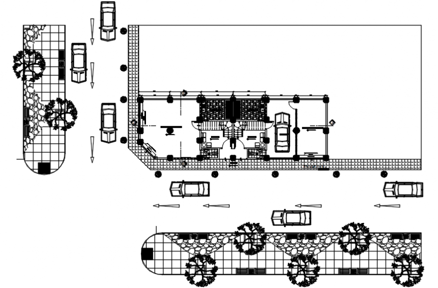 One family house site layout plan and distribution drawing details dwg file