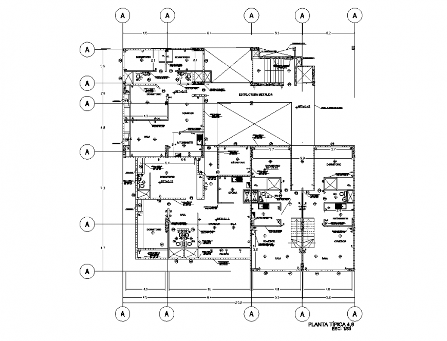 One family house typical plan structure cad drawing details dwg file