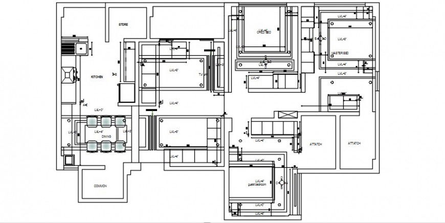 One family house with 3 bedroom layout plan cad drawing details dwg file