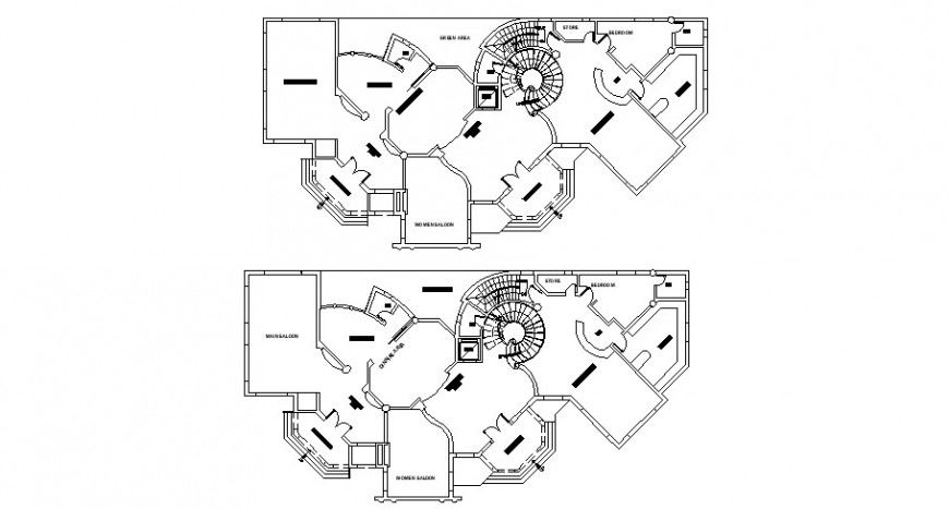 One family house with local salon distribution plan cad drawing details dwg file