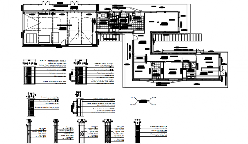 One family housing layout plan and structure cad drawing details dwg file