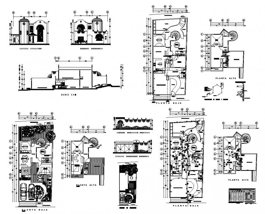 One family housing plan detail 2d view layout file in dwg format