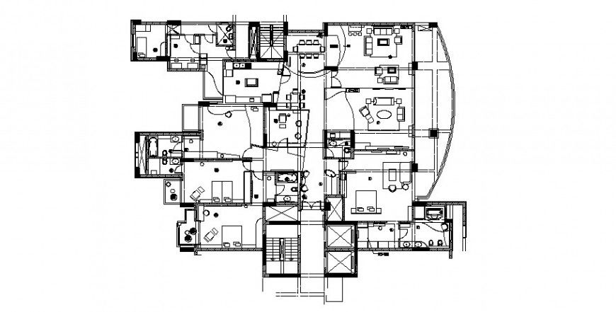 One family luxuries bungalow layout plan with furniture layout cad drawing details dwg file