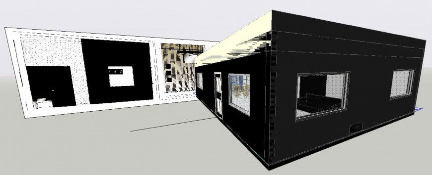 One family modern house 3d model cad drawing details dwg file