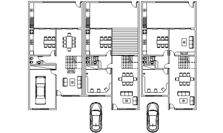 One family multiple houses plan with furniture cad drawing details dwg file