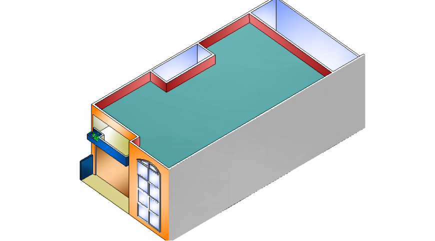 One family one bedroom house 3d design details dwg file