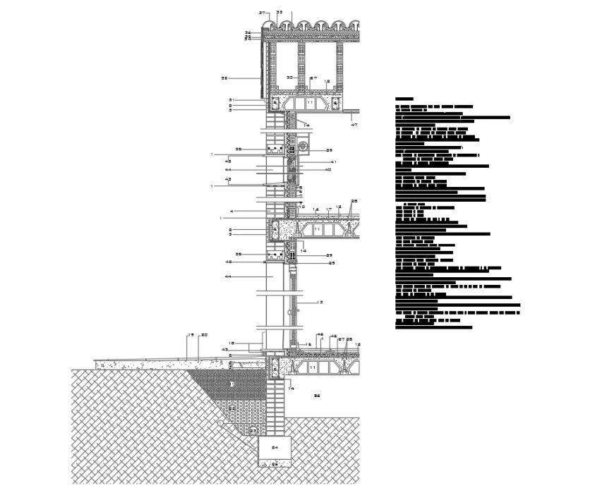 One family town house constructive sectional details dwg file