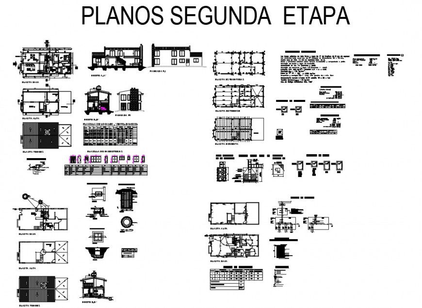 One family two-story house detailed architecture project dwg file