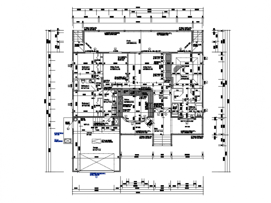 One family two story house layout plan details dwg file