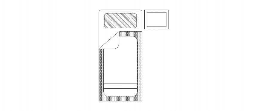 One single bed with side table cad drawing details dwg file