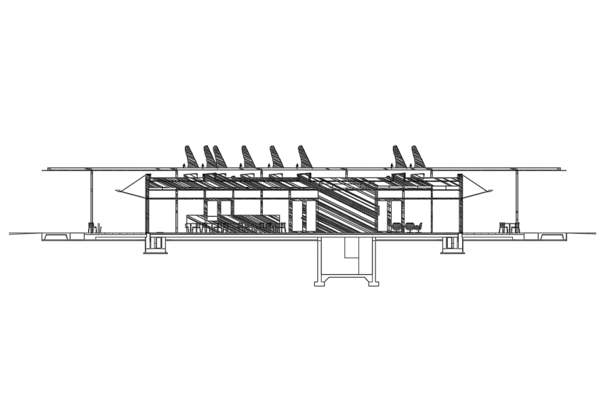 One story restaurant facade sectional details dwg file
