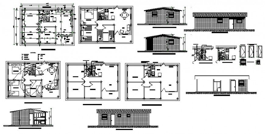 One story single family house detailed architecture project dwg file
