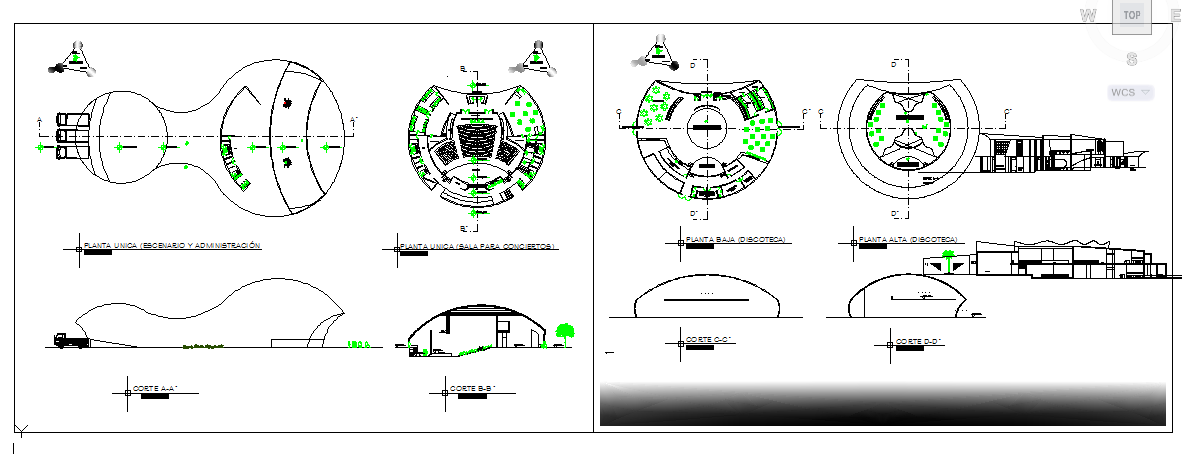 open air music and night club space design in DWG file