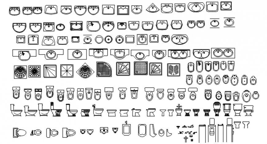 Open and close water closet and many sanitary block in AutoCAD