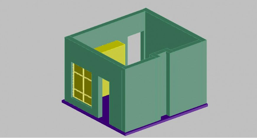 Open box 3d model of the room in AutoCAD file.