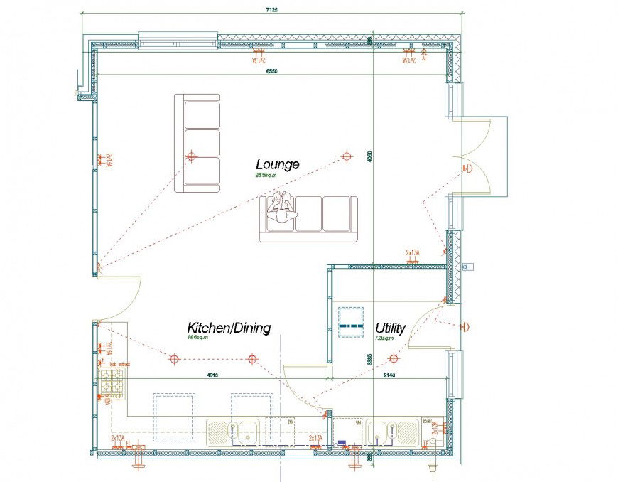 Open plan living area design layout file
