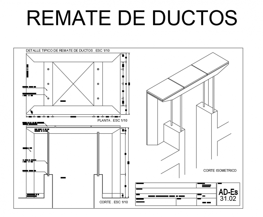 Openings details of duct ship knobs concrete details dwg file