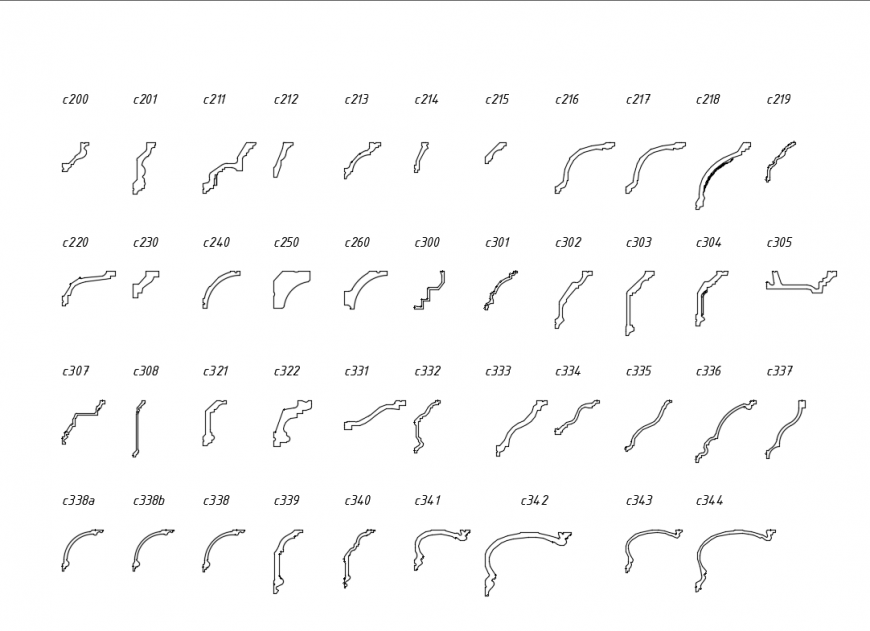 Orac decor multiple cornices cad blocks details dwg file