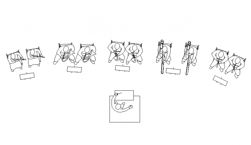 Orchestra people blocks top view elevation cad drawing details dwg file